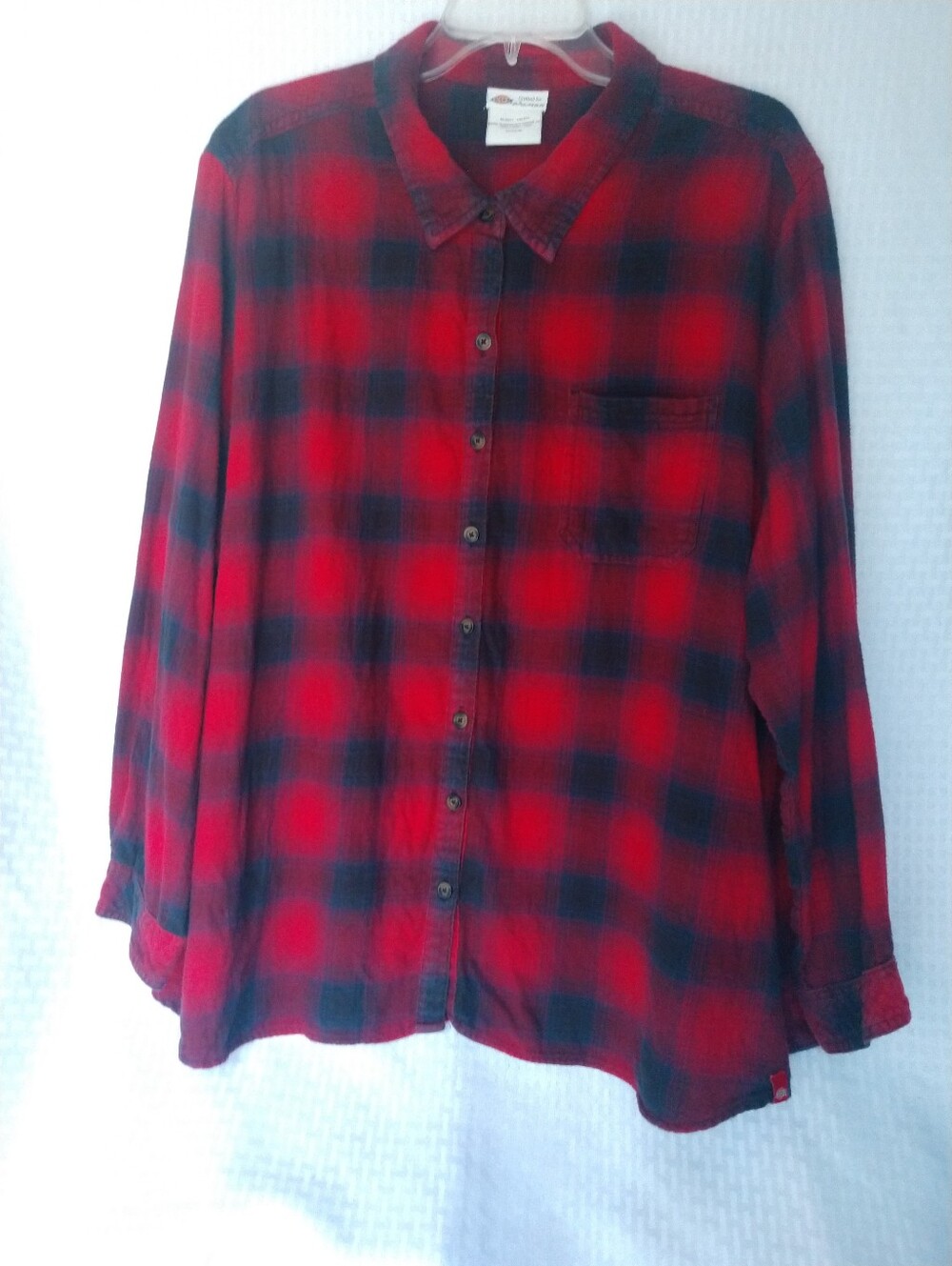 Women's Flannel Shirt DICKIES Red Blue Plaid Size 3X Chest 54"